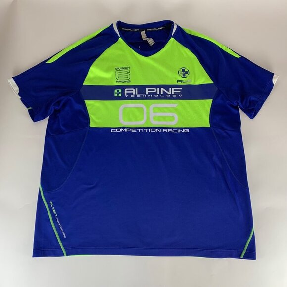 RLX Ralph Lauren Blue Volt Alpine Technology Athletic V-Neck Shirt Mens XL - Picture 1 of 7